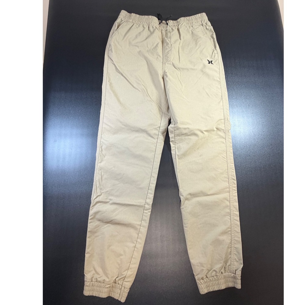 Hurley Boys Khaki Joggerโ Pants H2O-Dri Tan Elastic Waist Size L 12-13 Yrs J4